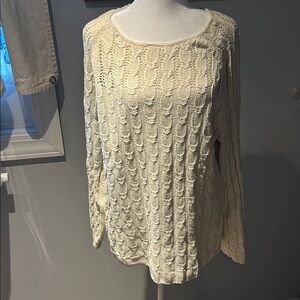 Avenue Cream Cable Knit Sweater